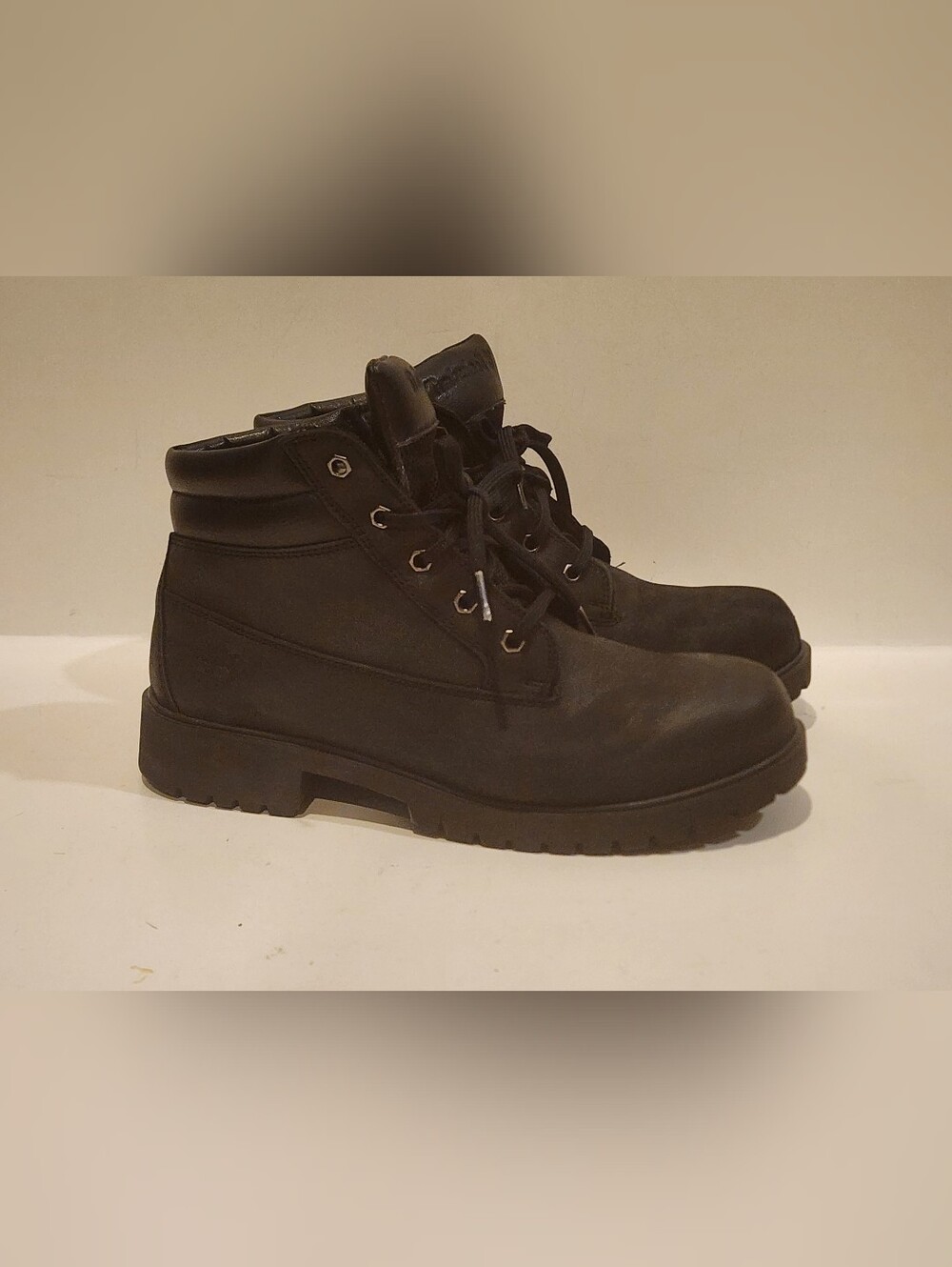 Timberland Boots Booties Black Nubuck Leather Waterproof Classic Lace Womens 10